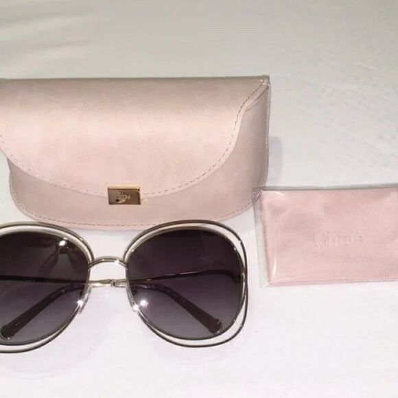 NWOT Chloé Carlina CE119S 734 Smoke Grey Lens Gold Frame Oversized Sunglasses - Picture 3 of 16